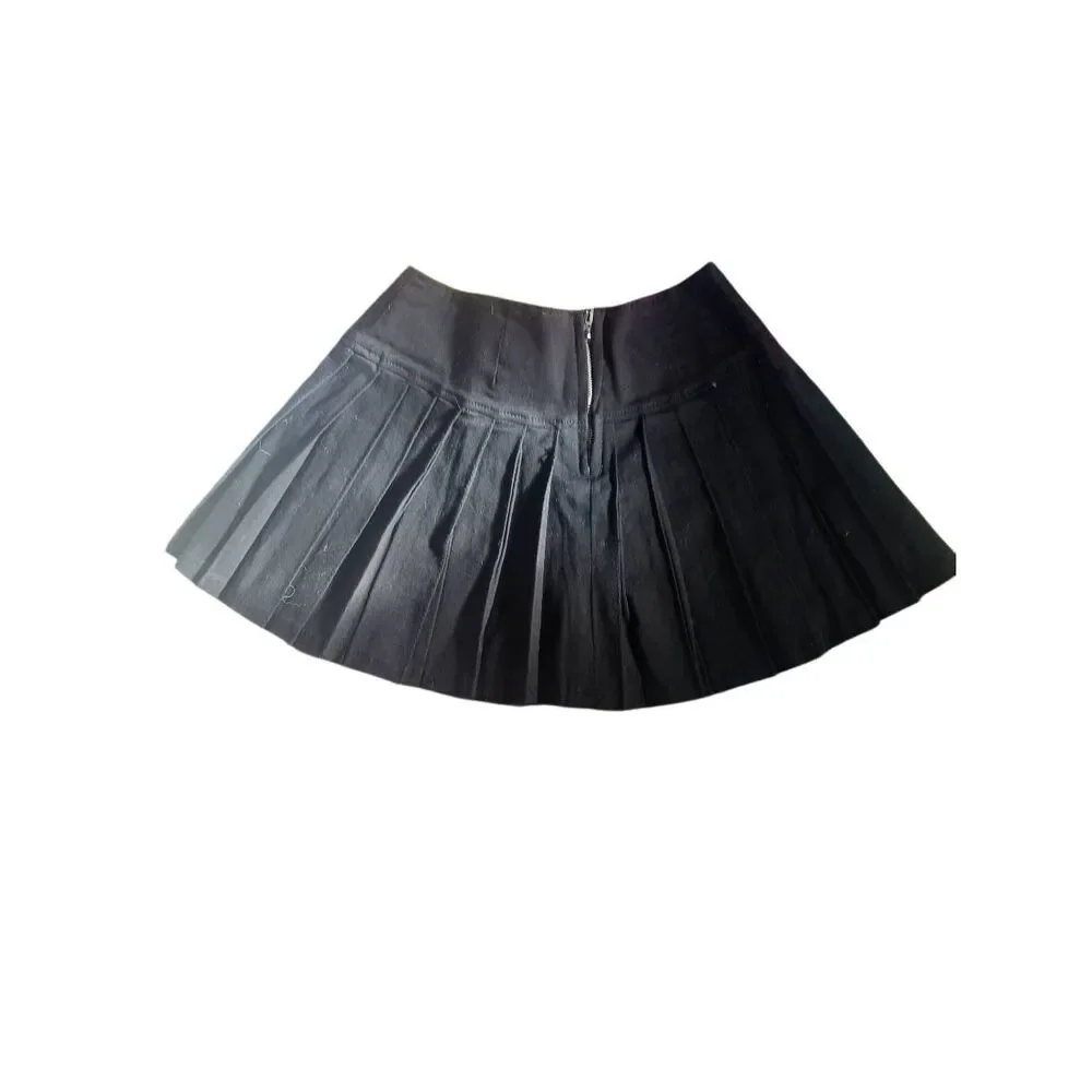 Royal bones by daang small black Pleated mini skirt Goth punk dark academia Loli